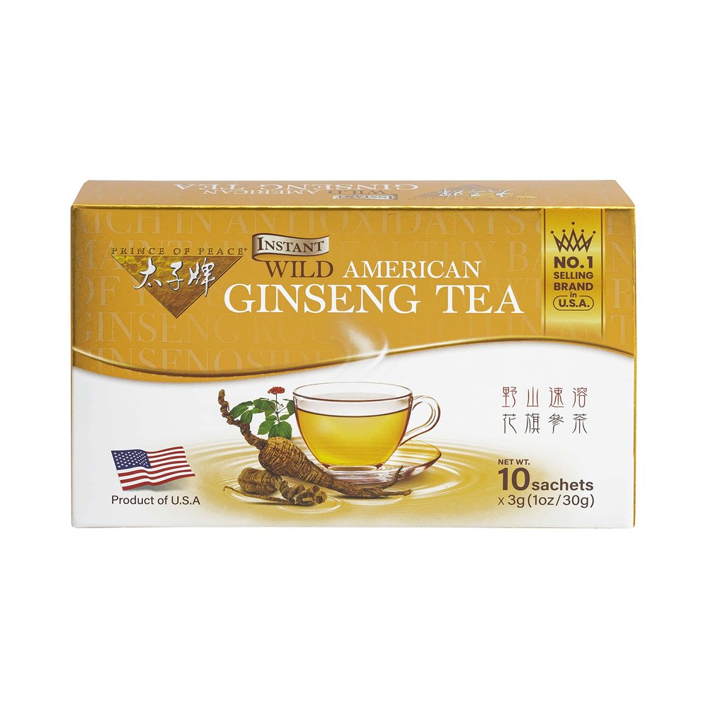 Prince of Peace Instant Wild American Ginseng Tea, 80 Sachets  Healthy Drink, Caffeine-Free Energy-Boosting, Heavy Antioxidants, Plant Extract