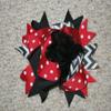 "RED & BLACK CHEVRON POOF" Fur Hairbow Alligator Clips Girls Ribbon Bows view 1
