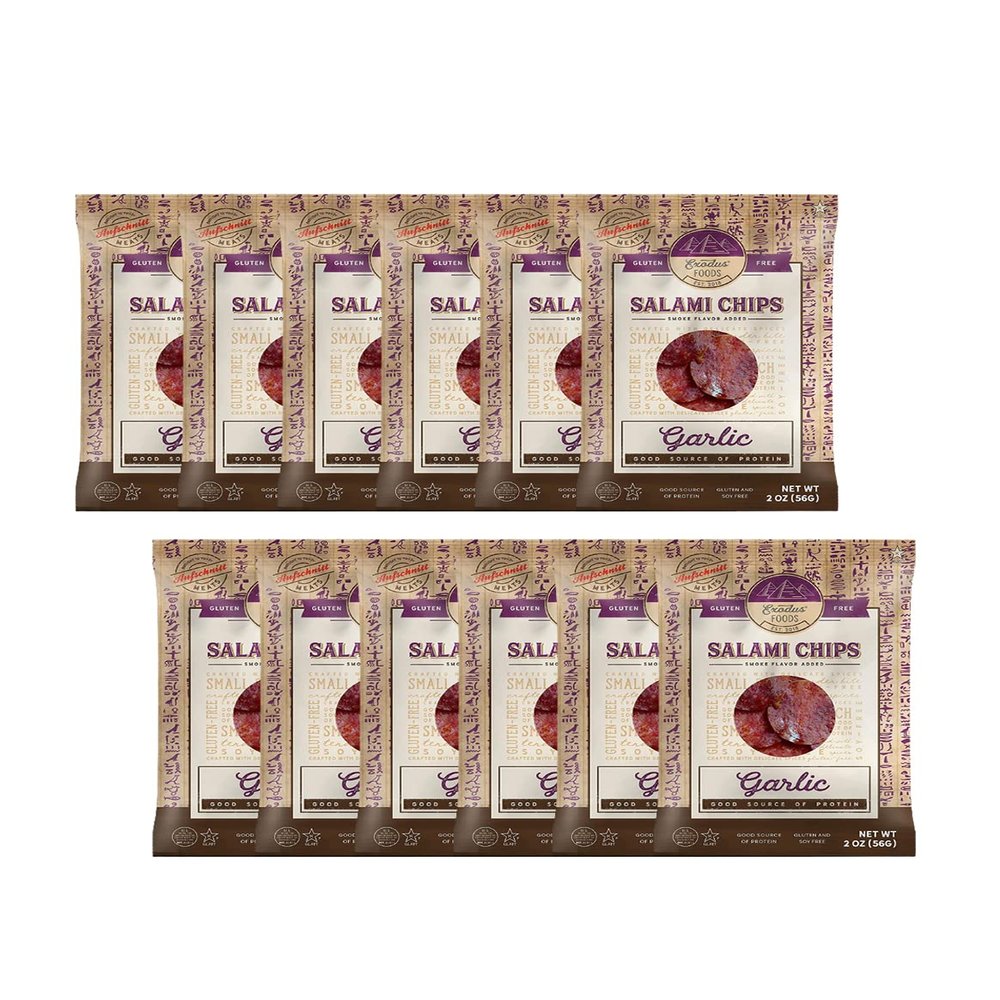 Passover Exodus Salami Chips - Garlic, 12 Pack
