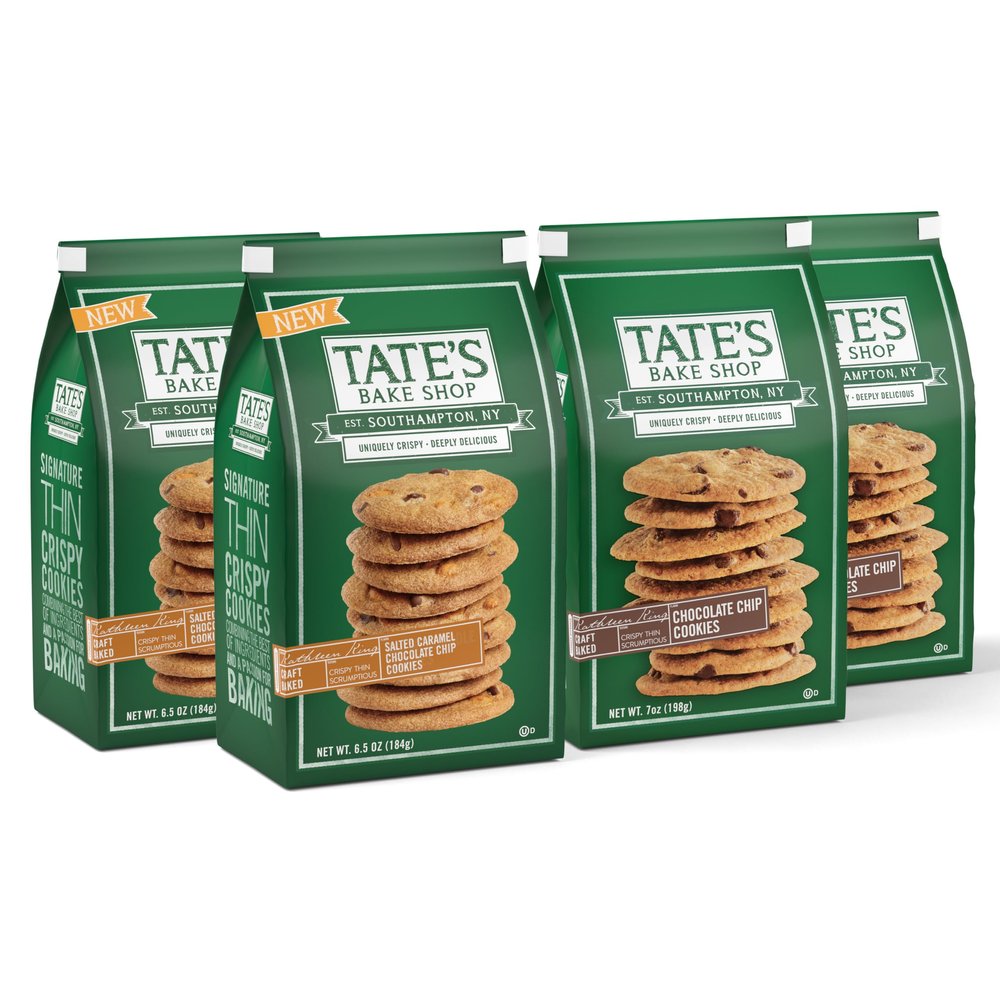 Tate's Bake Shop Cookies Variety Pack, Salted Caramel Chocolate Chip & Chocolate Chip Cookies, 4 Bags