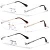 V.W.E. 3 Pairs Men Metal Fully Rimless Rectangular Reading Glasses - 140mm Width Modern Classy Clear Lens Reader (3 Assorted (Silver/Gold/Gunmetal), 2.75, diopters) view 1