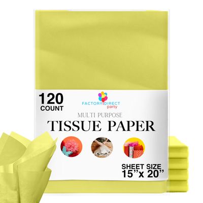 120 Sheets of Light Yellow Tissue Paper - 15" x 20" Packing Paper Sheets for Moving - 10lb Wrapping Paper - Packing, Gift Wrapping, & Protecting Items Crown Display (120 Count, Light Yellow)