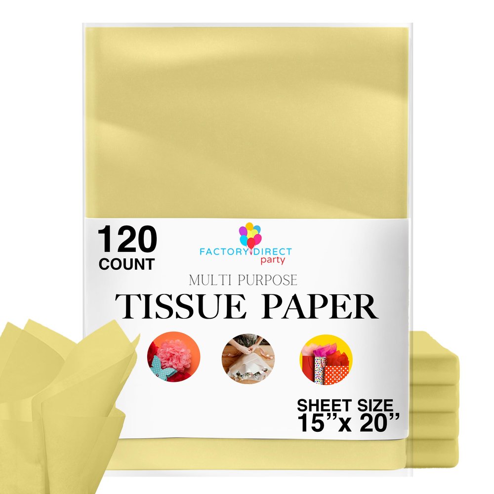 120 Sheets of Ivory/Light Yellow Tissue Paper - 15" x 20" Packing Paper Sheets for Moving - 10lb Wrapping Paper - Newsprint Paper for Packing, Moving Supplies & Protecting Items Crown Display