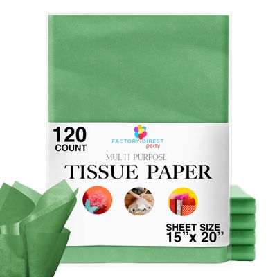 120 Sheets of Emerald Tissue Paper - 15" x 20" Packing Paper Sheets for Moving - 10lb Wrapping Paper - Packing, Gift Wrapping, & Protecting Items Crown Display (120 Count, Emerald)