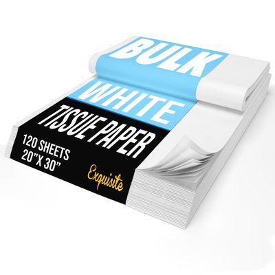 Crown Display White Tissue Paper for Gift Bags White Tissue Paper Bulk 17 GSM - 120 Sheets 20" X 30" 10lb Newsprint for Packing, Birthday Gift Box Filler, Packing Supplies for Moving Supplies