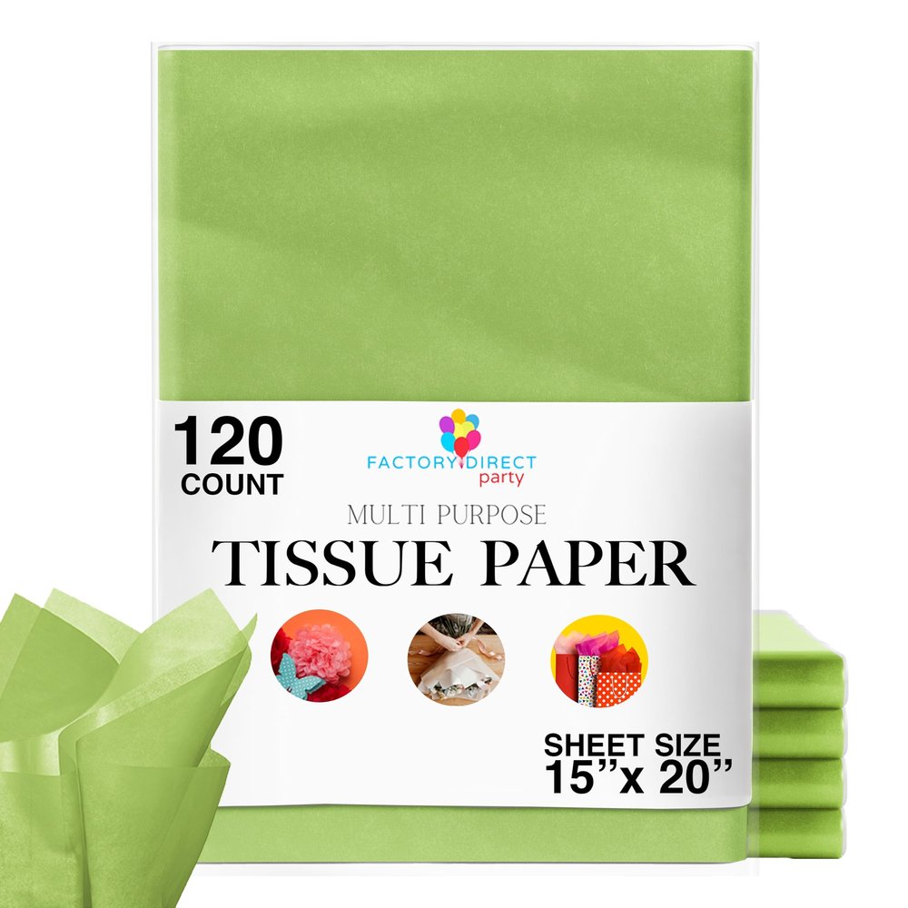 Crown Display 120 Sheets of Neon Green Tissue Paper - 15" x 20" Packing Paper Sheets For Moving - 10lb Wrapping Paper - Newsprint Paper For Packing, Gift Wrapping, Moving Supplies & Protecting items