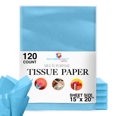 120 Sheets of Light Blue Tissue Paper - 15" x 20" Packing Paper Sheets for Moving - 10lb Wrapping Paper - Newsprint Paper for Packing, Gift Wrapping, Moving Supplies & Protecting Items Crown Display