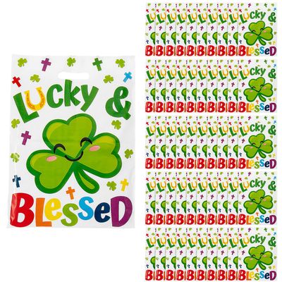 Fun Express Large Plastic Religious St. Patricks Day Goody Bags, 50 Piece