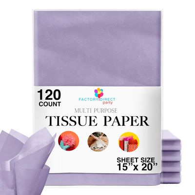 120 Sheets of Lavender Tissue Paper - 15" x 20" Packing Paper Sheets for Moving - 10lb Wrapping Paper - Newsprint Paper for Packing, Gift Wrapping, Moving Supplies & Protecting Items Crown Display
