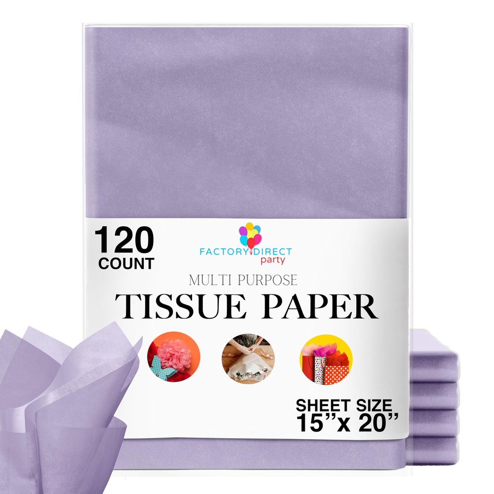 120 Sheets of Lavender Tissue Paper - 15" x 20" Packing Paper Sheets for Moving - 10lb Wrapping Paper - Newsprint Paper for Packing, Gift Wrapping, Moving Supplies & Protecting Items Crown Display