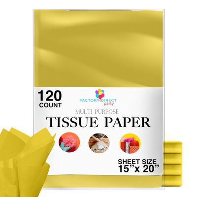 120 Sheets of Yellow Tissue Paper - 15" x 20" Packing Paper Sheets for Moving - 10lb Wrapping Paper - Newsprint Paper for Packing, Gift Wrapping, Moving Supplies & Protecting Items Crown Display
