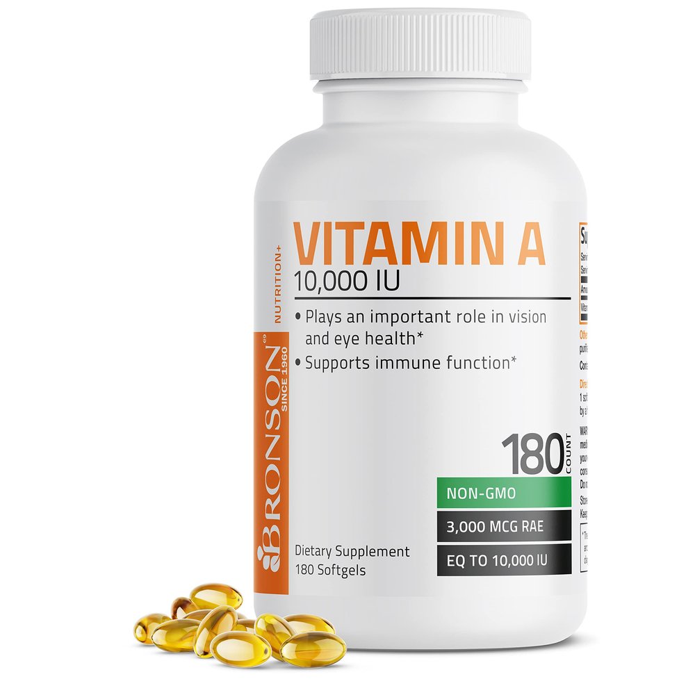 Bronson Vitamin A 10,000 IU Premium Non-GMO Formula Supports Healthy Vision & Immune System and Healthy Growth & Reproduction, 180 Softgels