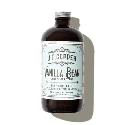 J.T. Copper Vanilla Bean Syrup  16 fl oz Bottle  Organic Cane Sugar & Real Vanilla Bean Seeds  Vegan, Gluten-Free  Handcrafted in Floyd, VA