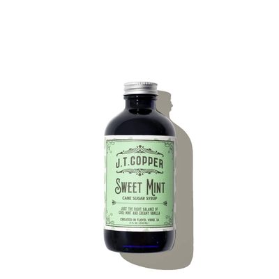 J.T. Copper Sweet Mint Syrup  8 fl oz Bottle  Organic Peppermint & Vanilla  Vegan, Gluten-Free  Handcrafted in Small Batches  Ideal for Coffee, Cocktails & Desserts