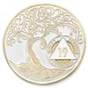 1 to 50 Year Twisted Tree of Life Sobriety Coin - Gold Plated AA Chips & Medallions - 19 Year Sobriety Coin - White view 1