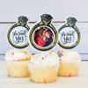 100 Pack of Custom Photo Cupcake Toppers, She Said Yes Cupcake Toppers Plastic Personalized Cupcake Picks 2x4 Inches, Upload 1 Photo, American Made (Ring Shape) view 1