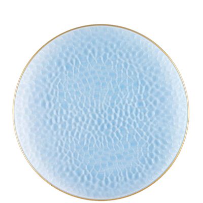 EcoQuality 9" inch Round Hammered Translucent Blue Plastic Plates with Gold Rim - China Like Party Plates, Heavy Duty Large Disposable Dinner Charger Salad Plate Weddings, Serveware (60 PACK)