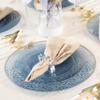 EcoQuality 9" inch Round Hammered Translucent Blue Plastic Plates with Gold Rim - China Like Party Plates, Heavy Duty Large Disposable Dinner Charger Salad Plate Weddings, Serveware (60 PACK) view 2