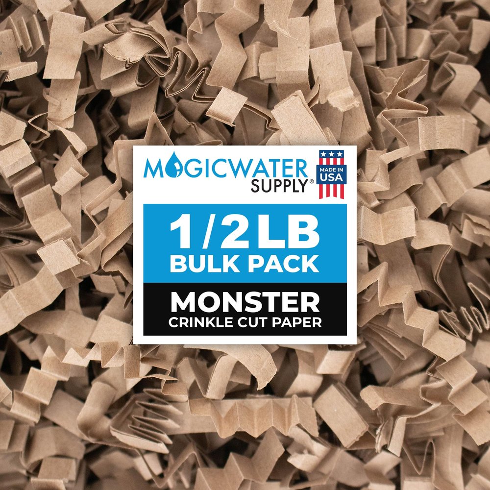 MagicWater Crinkle Cut Paper for Gift Baskets - 1/2 LB - Monster Kraft - Perfect for Shredded Paper Filler, Basket Filler, Gift Boxes, Bridesmaid Gifts, Christmas Stuffers  Ideal for All Occasions