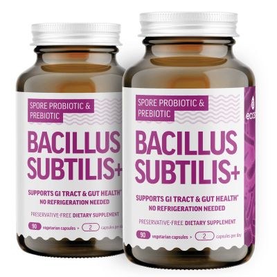 Bacillus Subtilis Spore Based Probiotic  High Potency Strain with Prebiotic for Balanced Belly | Daily Gut Health & Microbiome Support for Family | 6 Billion CFU Per Day | 180 Vegetarian Capsules