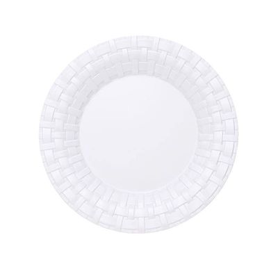 20 pcs 10-Inch WHITE with Basketweave Plastic Round Plates - Disposable Wedding Party Catering Tableware