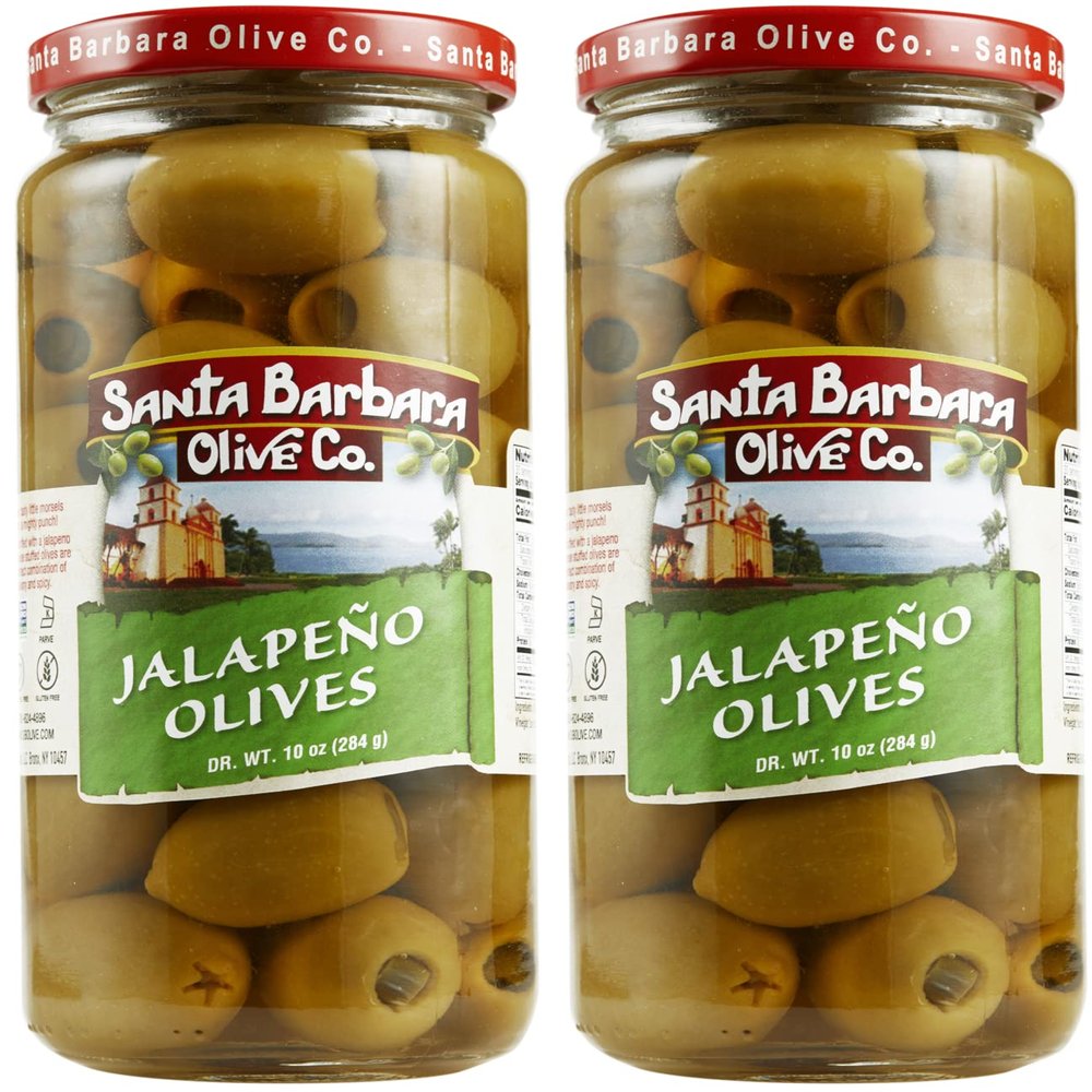 Santa Barbara Hand Stuffed Jalapeno Olives 10 oz, 2 Pack