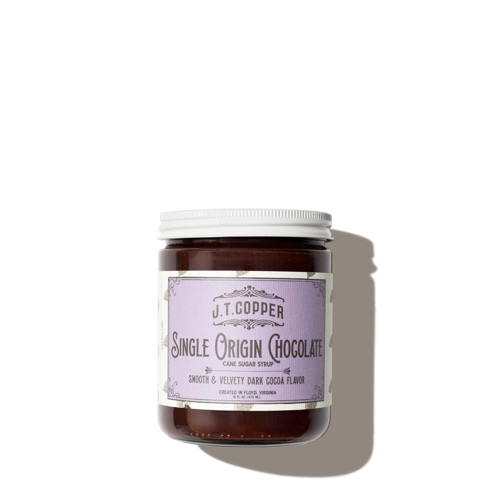 J.T. Copper Single Origin Chocolate Syrup 16 fl oz Jar Organic Cane Sugar, Natural Cocoa from Ghana, Vegan & Gluten-Free Handcrafted in Floyd, VA