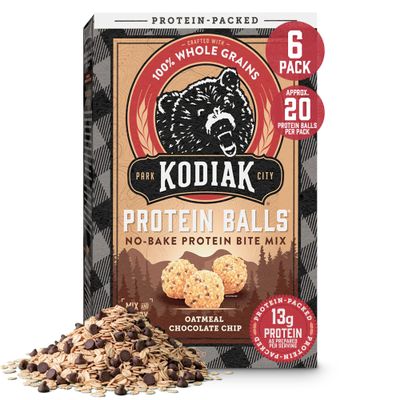 Kodiak Cakes Oatmeal Protein Ball Mix, Chocolate Chip, High Protein, 100% Whole Grains, (Pack of 6)