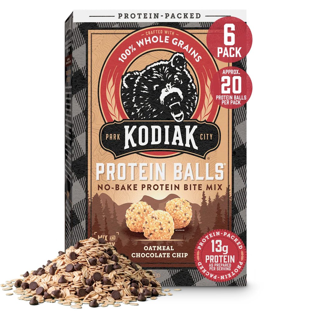 Kodiak Cakes Oatmeal Protein Ball Mix, Chocolate Chip, High Protein, 100% Whole Grains, (Pack of 6)