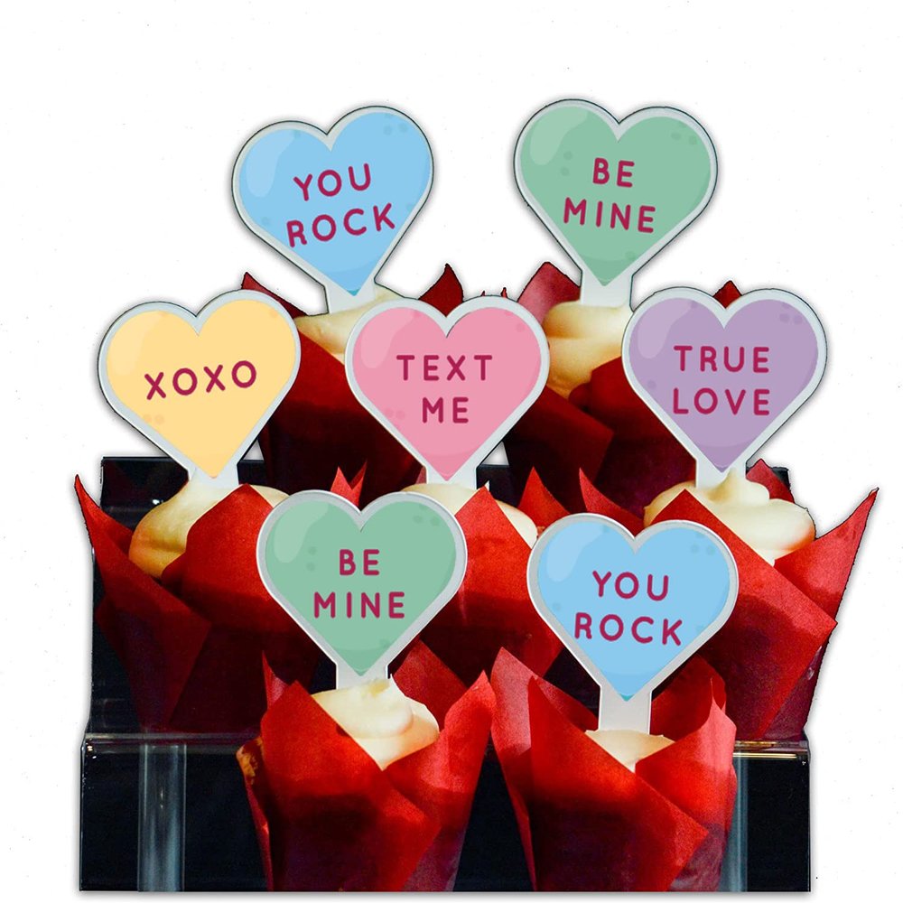 100 Pack: Custom Wedding Cupcake Toppers, Plastic Cupcake Picks 2x4 Inches, Photo and Custom Names, American Made, Cupcake Toppers for Wedding, Engagement, Bachelorette, and Bridal Parties (Ring)