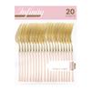 PlasticPro 20 Count Gold and Pink Plastic Dinner Forks Premium Quality Heavy Duty Disposable Elegant Silverware Two Tone Forks for Party view 1