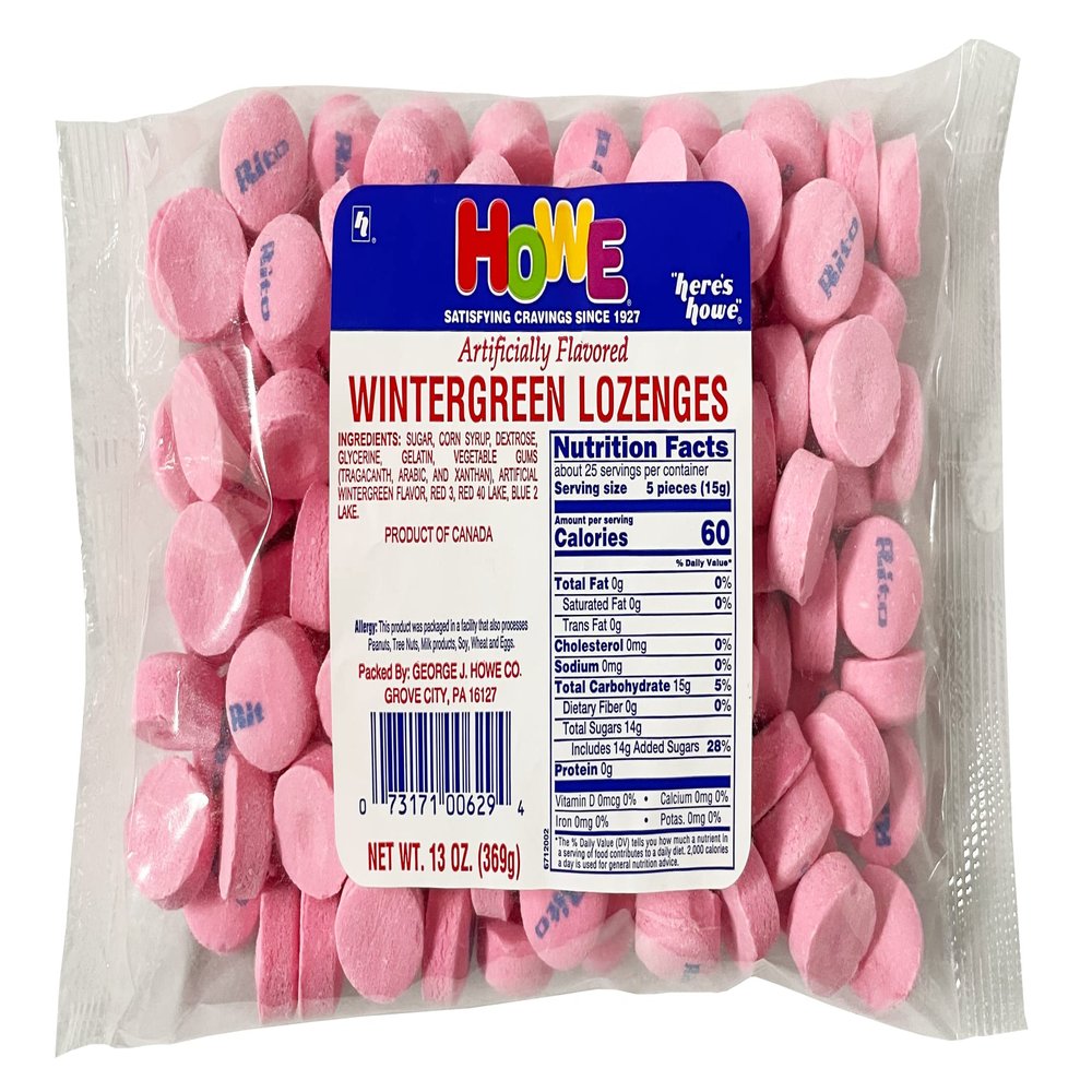 Howe Wintergreen Lozenges, Mint Candy, 13 oz Bag
