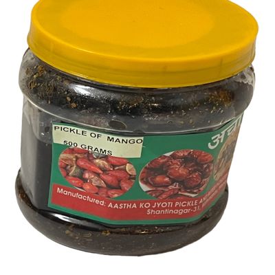 Fresh Himalayas Authentic Nepali Mango Pickle Hot Spicy Natural Typical Nepali Indian Flavor - Sour Spicy Chilli Mango Pickles Con Chile Trocitos, A Sour Tangy Agria 500G Jar