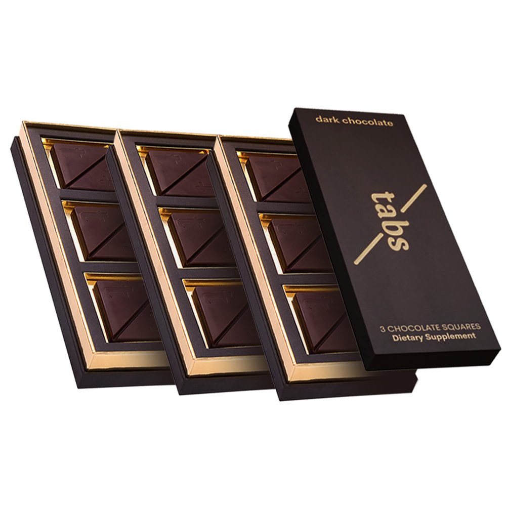Tabs Chocolate Squares for Couples (3 Boxes) Dark Chocolate Bar to Support Mood Vegetarian & Gluten-Free for Men & Women