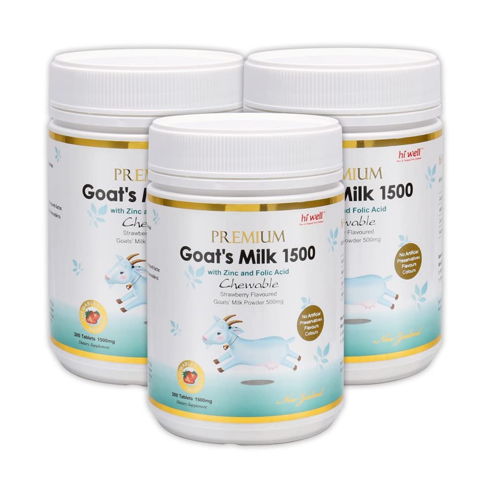 (Pack of 3) Hi Well Premium Goat's Milk 1500 300Tablets Strawberry