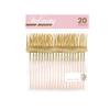PlasticPro 20 Count Gold and Pink Plastic Salad Forks Premium Quality Heavy Duty Disposable Elegant Silverware Two Tone Salad Forks for Party view 1