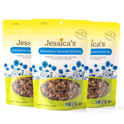 Jessicas Cinnamon Almond Granola - Handmade, Non-GMO, Gluten-Free, Whole Grain, 11oz (3 Pack)