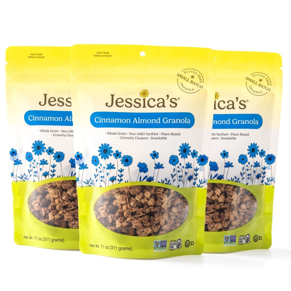 Jessicas Cinnamon Almond Granola - Handmade, Non-GMO, Gluten-Free, Whole Grain, 11oz (3 Pack)