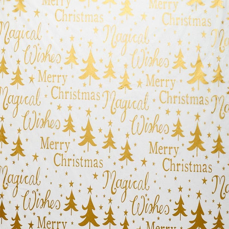 Econo Printed Christmas Tissue Paper, 20 X 30, White/Gold Metallic, Package 240 | Quantity: 240