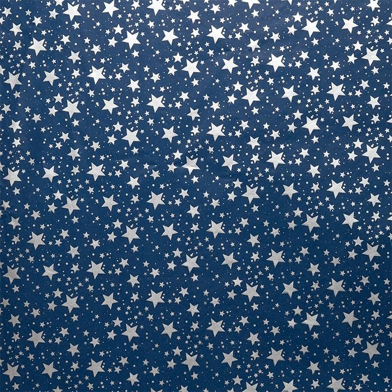 Econo Printed Christmas Tissue Paper, 20 X 30, Silver Stars, Navy Tissue, Packag | Quantity: 240