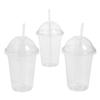 Fun Express Clear Plastic Cups with Dome Lids & Straws, 24 Piece view 1