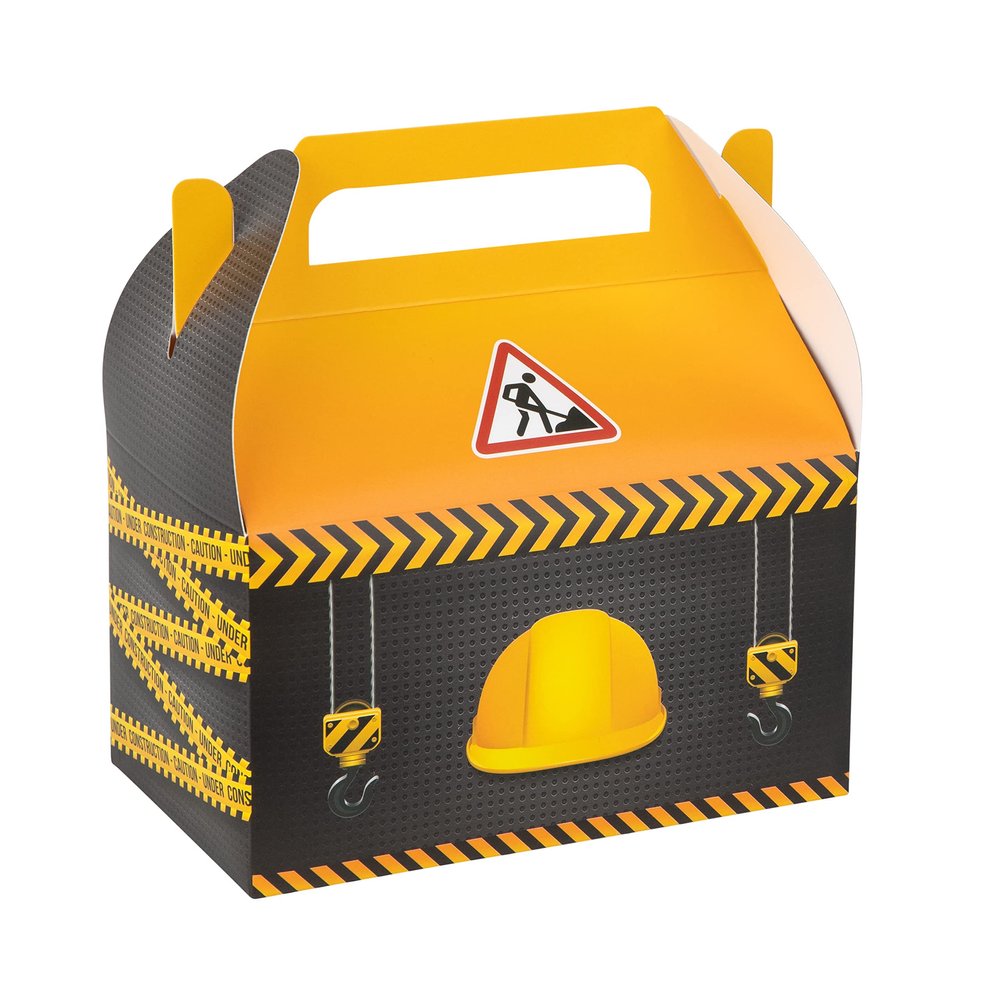 Hammont Construction Birthday Party Favor Boxes  10 Pack - Construction Party Supplies & Dcor - Themed Gable Boxes, Cookie Box for Gift Giving, Party Favors, Birthday, Goodie Bag (6.25"x3.75"x3.5")
