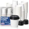 Fit Meal Prep 100 Pack 4 oz Disposable Coffee Cups with Lids, Premium To Go Paper Cups, Leak Proof Hot Coffee Cups with Lids for Travel, Office, Hot/Cold Beverages (Black Lids) view 1