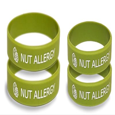 Nut Allergy Bracelet, Nut Allergy Medical Silicone Wristband, Nut Allergy Awareness Bracelet, Gift for Son, Daughter, Parents, Grandparents, Green Color (Inculde Both Medium&Small)