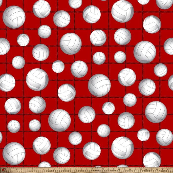Volleyball Red Anti-Pill Premium Fleece Fabric By The Yard