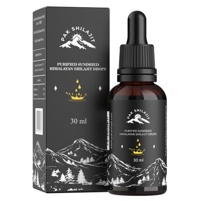 PakShilajit Sun Dried Himalayan Shilajit Liquid Drops, Most Premium & Organic Gold Graded Shilajit Drops Above 17000FT (30ML Pack), Rich in Fulvic Acid Humic Acid Natural Supplement