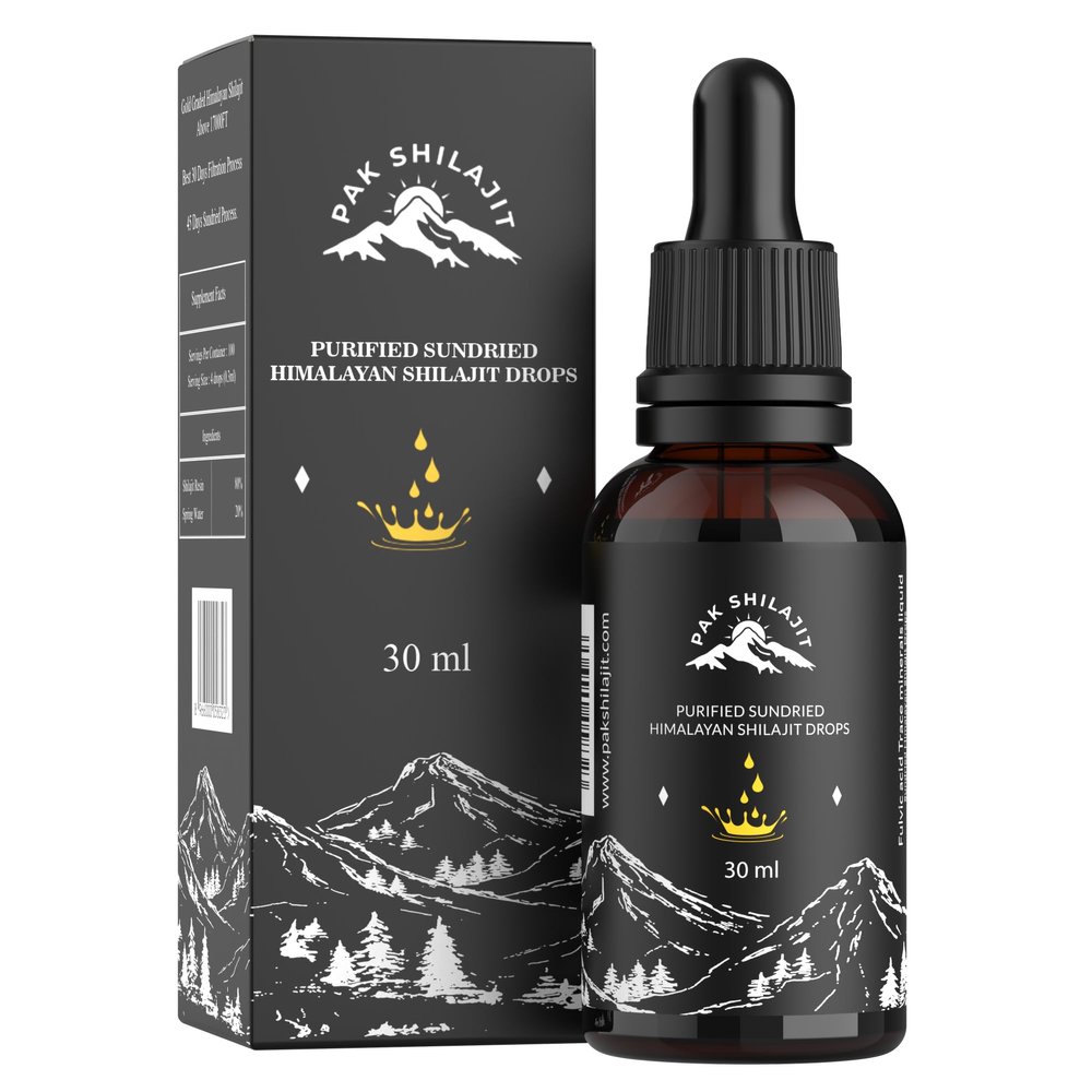 PakShilajit Sun Dried Himalayan Shilajit Liquid Drops, Most Premium & Organic Gold Graded Shilajit Drops Above 17000FT (30ML Pack), Rich in Fulvic Acid Humic Acid Natural Supplement