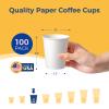 Fit Meal Prep 100 Pack 8 oz Disposable Paper Coffee Cups, Premium White Hot Cups for Hot/Cold Beverage, Durable Thickened Paper Cup Bulk for Party, Daily Use, Office, Home, Bistros view 2