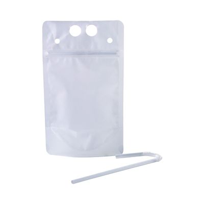 Clear Collapsible Plastic Drink Pouches with Straws, 25 Piece