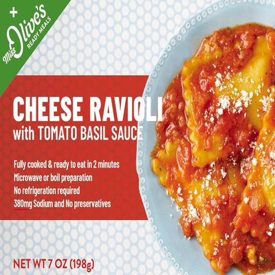 Miss Olives Cheese Ravioli, Shelf Stable, Lower Sodium Ready Meal, 7 ounce (Pack of 6)